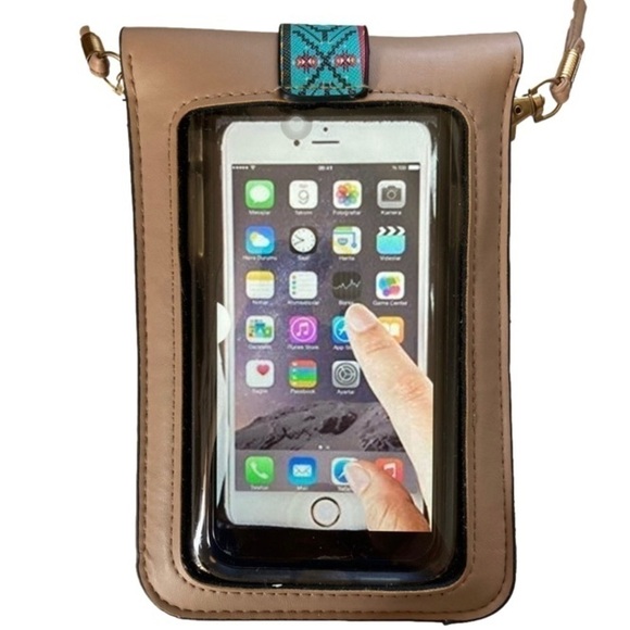 Crossbody Aztec/Western Clear Touchscreen Cell Phone Bag, Detachable Strap, NWOT - Picture 4 of 8